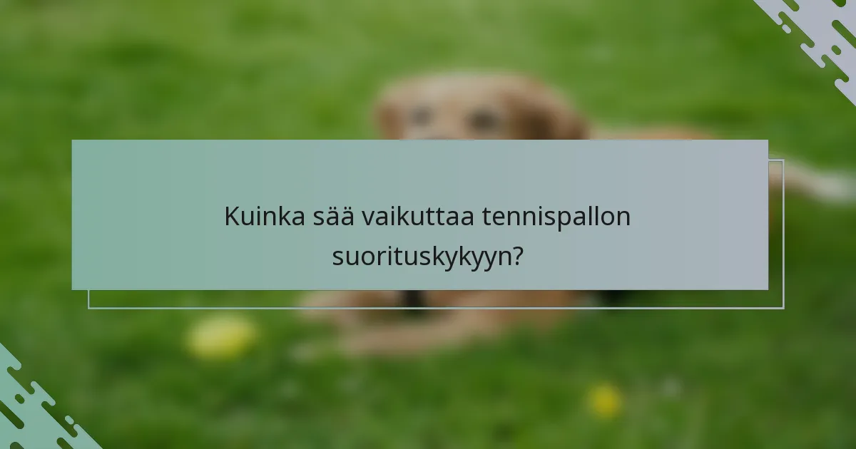 Kuinka sää vaikuttaa tennispallon suorituskykyyn?