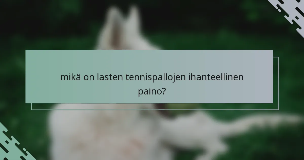 mikä on lasten tennispallojen ihanteellinen paino?