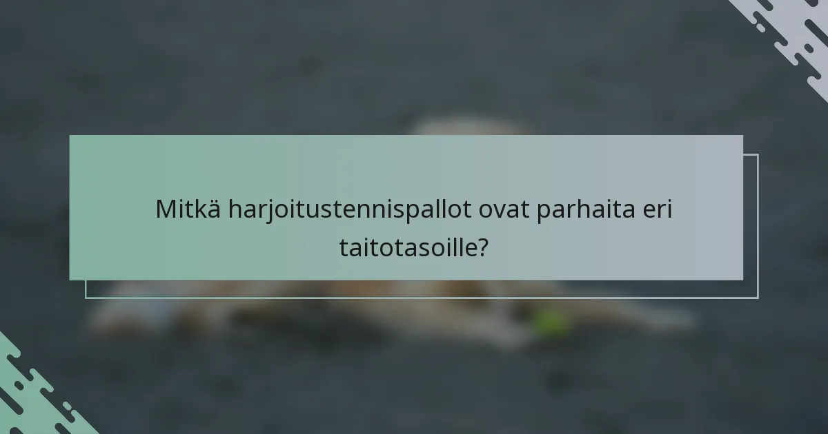 Mitkä harjoitustennispallot ovat parhaita eri taitotasoille?