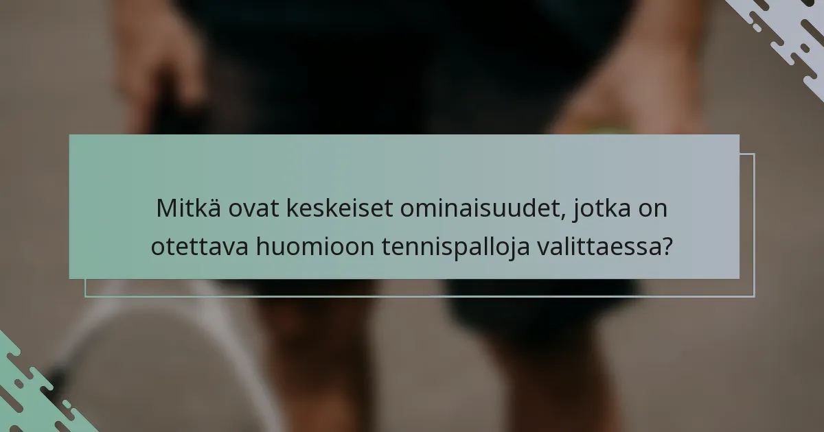 Mitkä ovat keskeiset ominaisuudet, jotka on otettava huomioon tennispalloja valittaessa?
