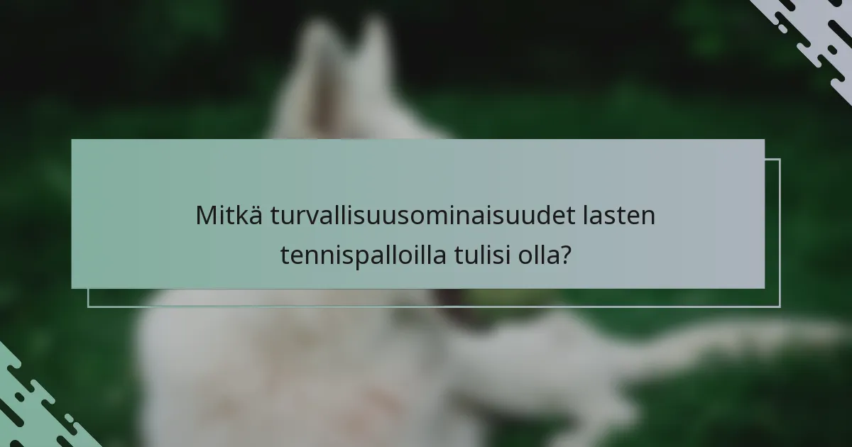 Mitkä turvallisuusominaisuudet lasten tennispalloilla tulisi olla?
